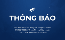 V/v: Hiệu lực của Chứng chỉ công nhận theo ISO/IEC 17025:2017 của Phòng Hiệu chuẩn, Công ty TNHH Accretech Việt Nam